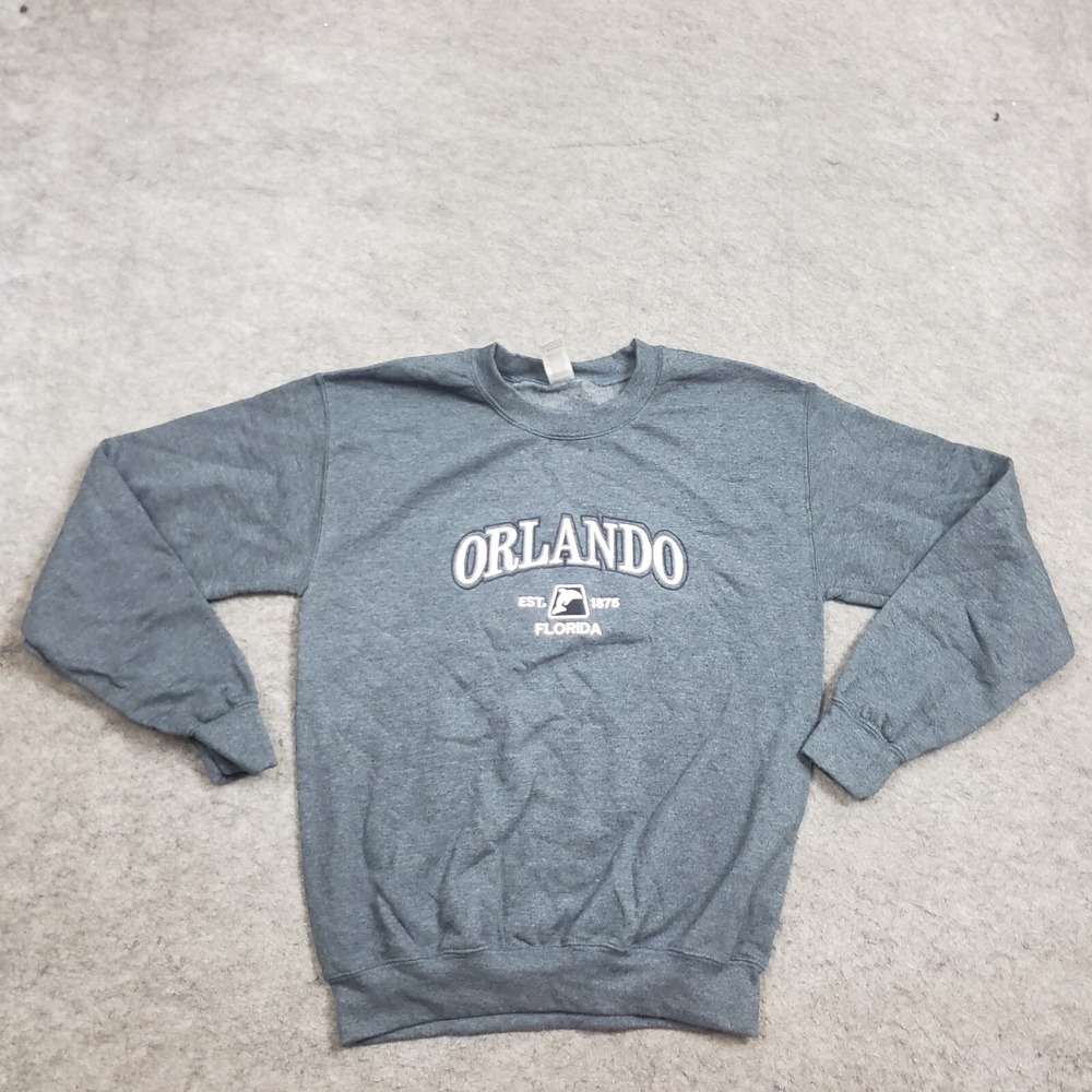 NEW Orlando Florida Sweater Mens S Gray Long Sleeve Crew‎ Neck Sweatshirt Adult